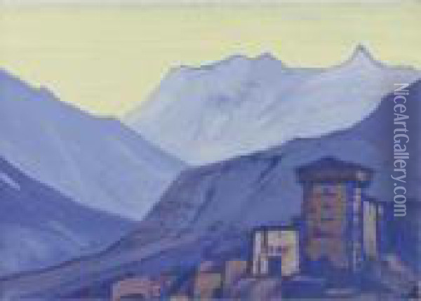 Himalayas (thakur's House. Gundla) Oil Painting - Nicolaj Konstantinov Roerich