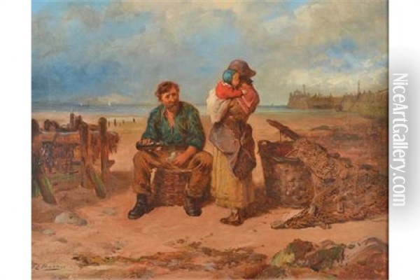 Fisherfolk Oil Painting - Edward Charles Barnes