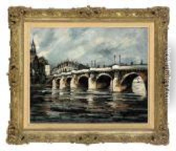 Le Pont Neuf, Paris Ii Oil Painting - Pierre Dumont