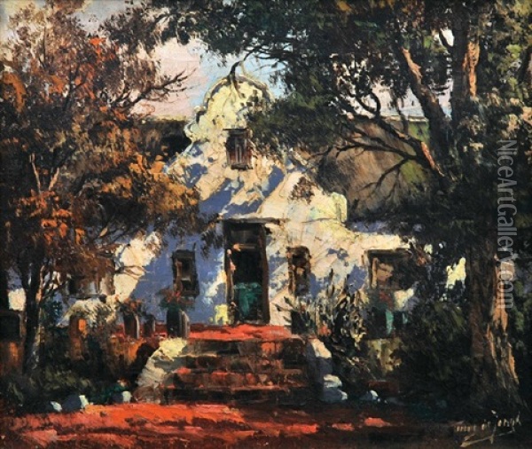 House In Sunlight Oil Painting - Tinus de Jongh