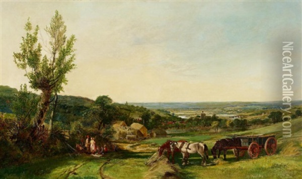 Haytime In The Wye Valley Oil Painting - Edward Adveno Brooke