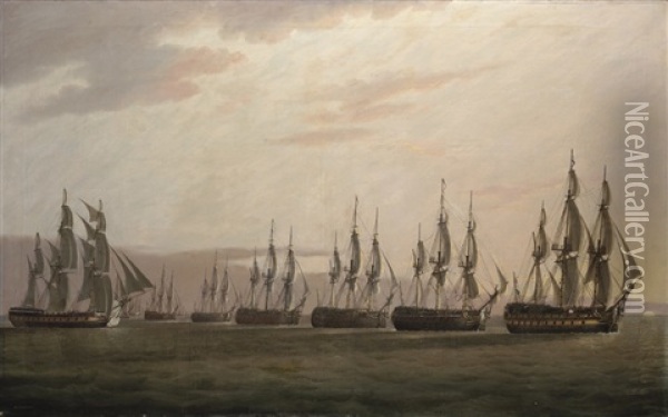 A View Of The Honourable Company's Ship "general Goddard" Oil Painting - Thomas Luny