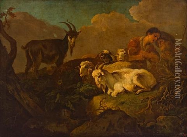 A Shepherd And His Herd Oil Painting - Govaert (Gabriel van der) Leeuw