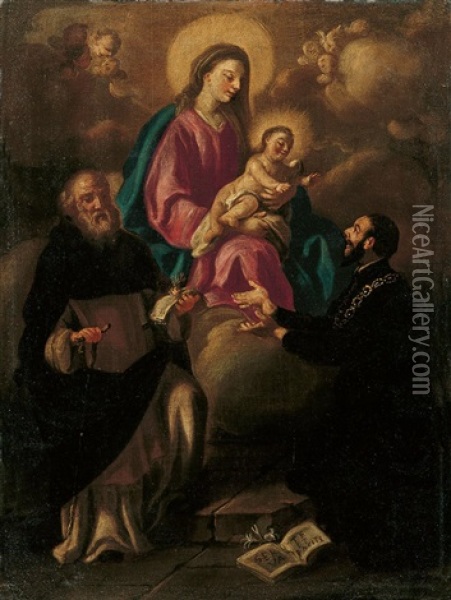 Madonna Mit Zwei Heiligen Oil Painting - Francesco (Il Calabrese) Parise