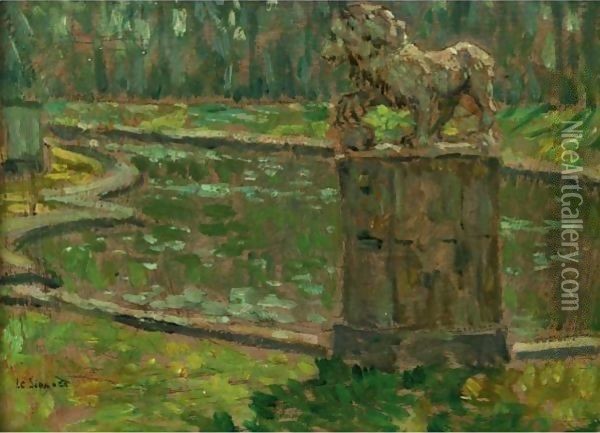 Le Bassin Dans Le Parc De Saint Cloud Oil Painting - Henri Eugene Augustin Le Sidaner