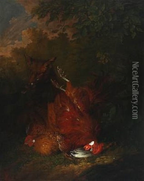 A Fox With Hens Oil Painting - Melchior de Hondecoeter