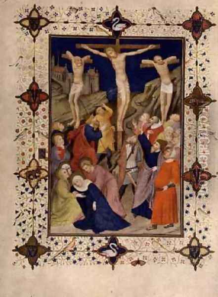Hours of the Cross None Jesus on the Cross from the Tres Riches Heures du Duc de Berry Oil Painting - Jacquemart De Hesdin