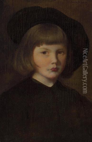 Head Of A Child Oil Painting - George Forest De Brush
