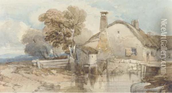 A Cottage By A Stream Oil Painting - William Leighton Leitch