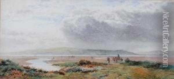 Coastal Landscape With Fisherfolk Andcart Oil Painting - John Surtees