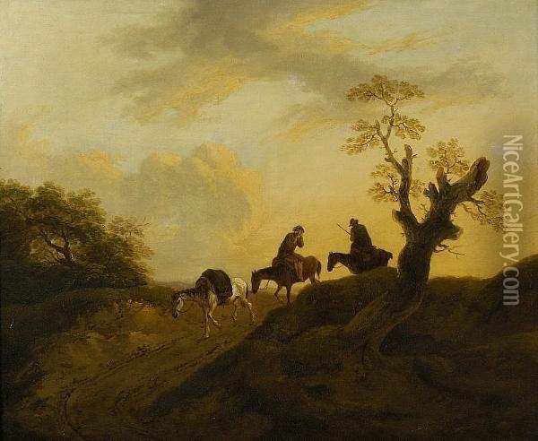 Travellers On A Country Road Oil Painting - Thomas Barker of Bath