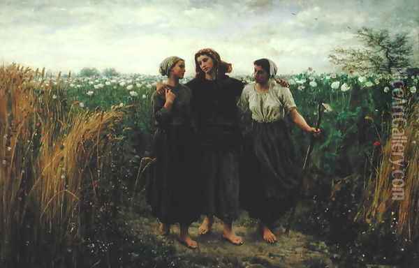 Returning from the Fields, 1871 Oil Painting - Jules Breton