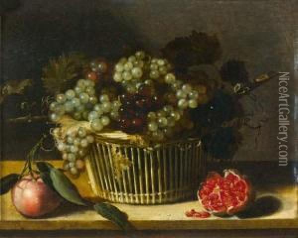 Nature Morte De Raisins, Grenade Et Bigarade Oil Painting - Louise Moillon