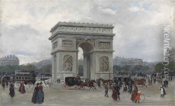The Arc The Triomphe, Paris Oil Painting - Ulpiano Checa Sanz