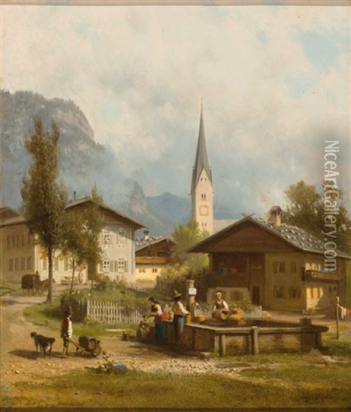 Kirchdorf In Den Alpen Oil Painting - Arnold Meermann