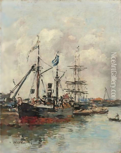 Trouville, Le Port 3 Oil Painting - Eugene Boudin