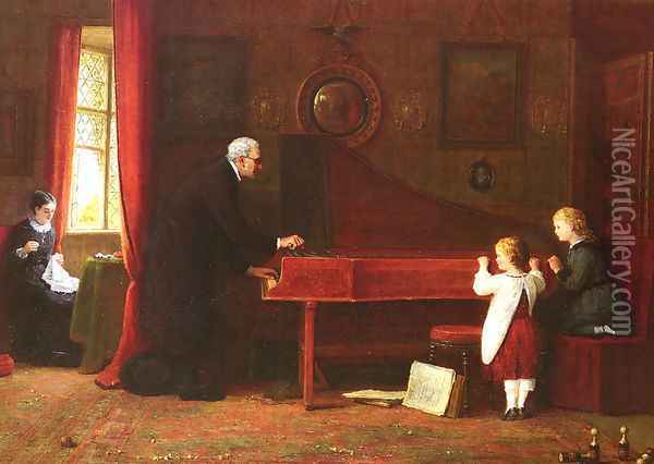 The Piano Tuner Oil Painting - Frederick Daniel Hardy