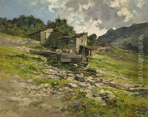 Baite D'estate Oil Painting - Cesare Gheduzzi