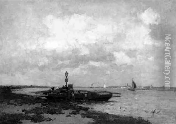 The Ferry Oil Painting - Bernardus Antonie Van Beek