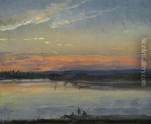 The Elbe In Evening Light Oil Painting - Johan Christian Clausen Dahl