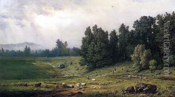 Landscape With Sheep Oil Painting - George Inness