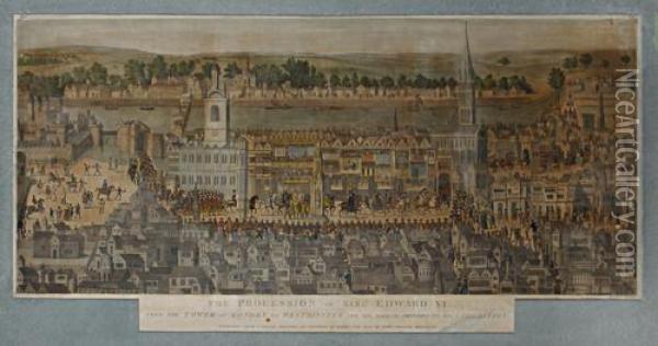 The Procession Of King Edward Vi From The Tower Of London To Westminster Oil Painting - James Basire