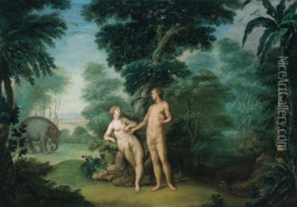 Adam Und Eva Im Paradies Oil Painting - Wenceslaus (Wenzel) Peter