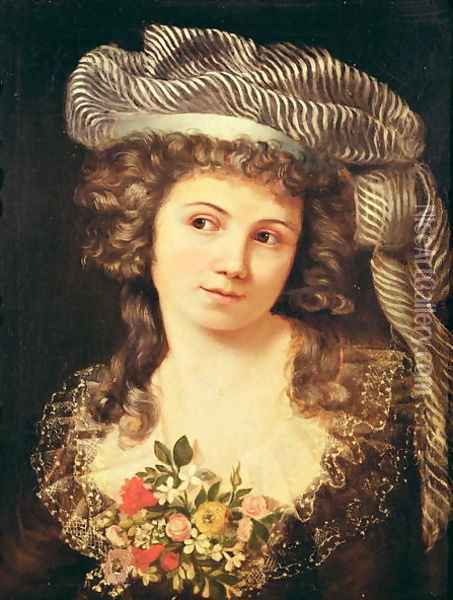 Portrait of a young woman in the style of Labille-Guiard Oil Painting - Gustave Courbet