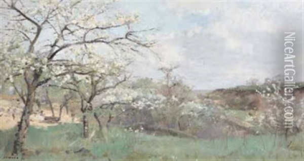 Paysage En Fleurs Oil Painting - Pierre Emmanuel Eugene Damoye