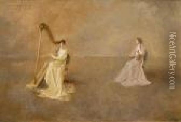The Duet Oil Painting - Thomas Wilmer Dewing