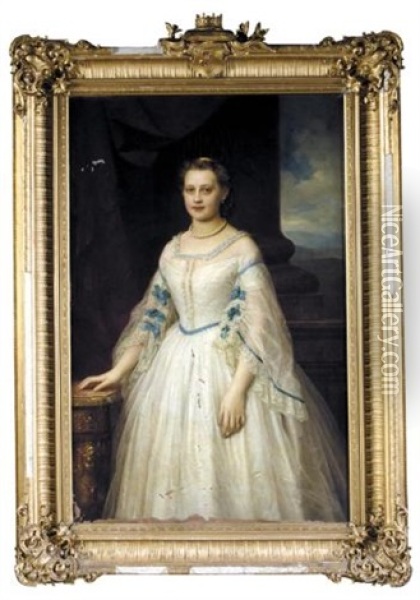 Portrait Of A Young Lady, Princess Friederike(?) - Portrat Einer Jungen Dame, Prinzessin Friederike(?) Oil Painting - Friedrich Kaulbach