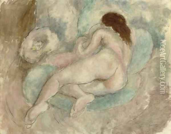 Femme nue allongee Oil Painting - Jules Pascin