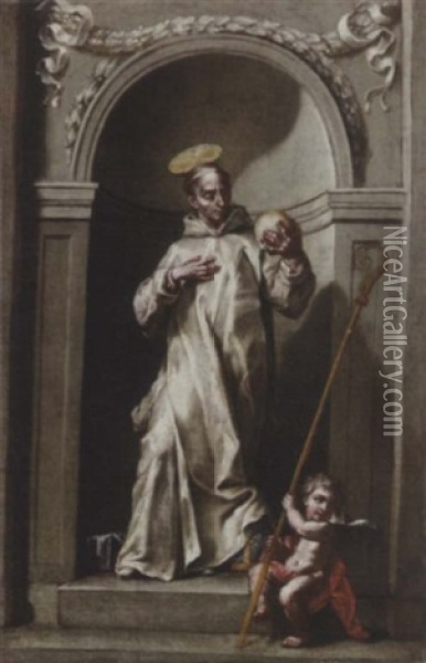 Saint Bruno, In A Niche Oil Painting - Jacopo Cestaro