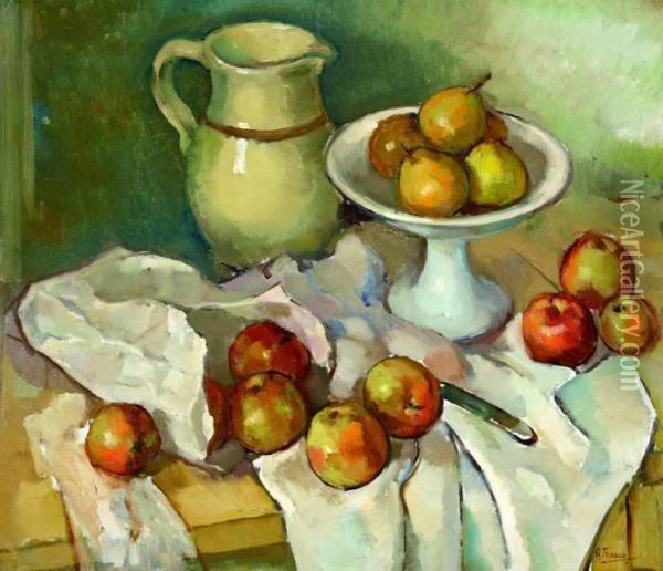 Stilleven Met Witte Schaal En Fruit Oil Painting - Abraham Fresco