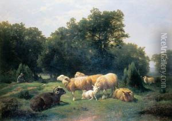 Pasterz Z Trzoda Oil Painting - Henry Lot