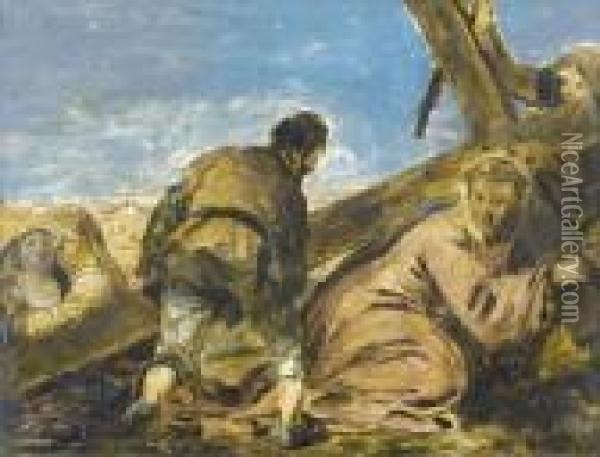 Jesus Fallt Unter Der Last Des Kreuzes Oil Painting - William Etty