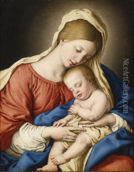 Madonna And Child Oil Painting - Giovanni Battista Salvi (Il Sassoferrato)
