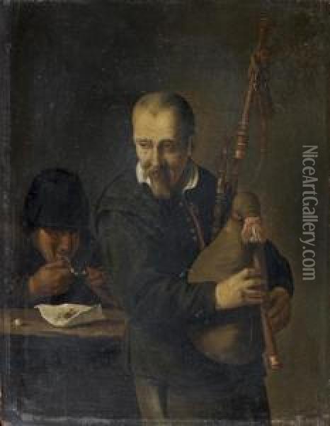 Joueur De Cornemuse Oil Painting - David The Younger Ryckaert