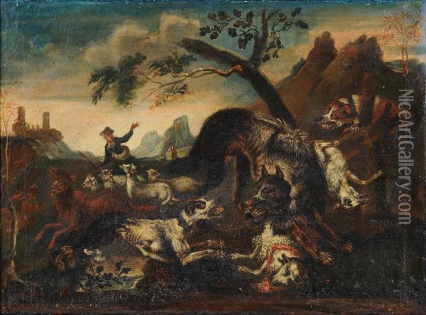 Muta Di Cani Oil Painting - Carl Borromaus Andreas Ruthart