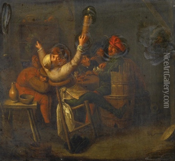 Zechende Bauersleute Oil Painting - Egbert van Heemskerck the Elder