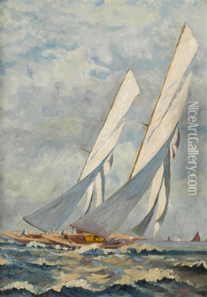 Yachting Oil Painting - James Renwick Brevoort