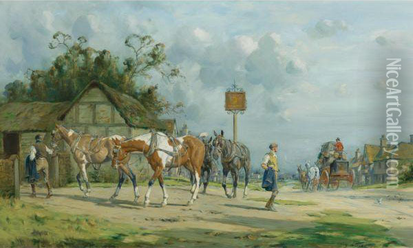 The Tired Team Oil Painting - George Wright