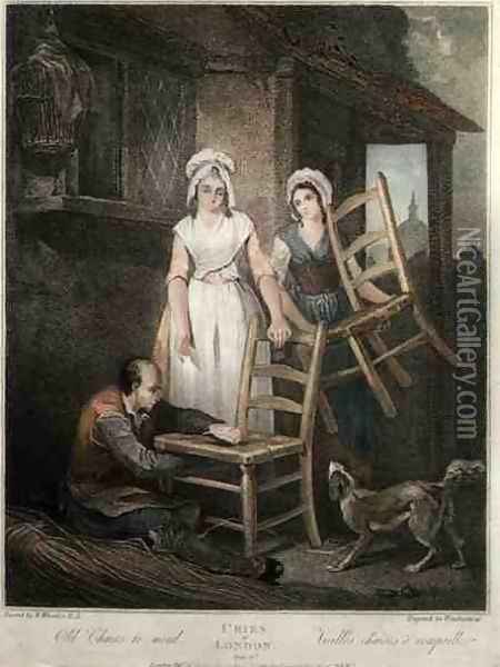 Old Chairs to Mend, plate 10 of The Cries of London, engraved by Giovanni Vendramini (1769-1839), pub. by Colnaghi & Co., 1795 Oil Painting - Francis Wheatley