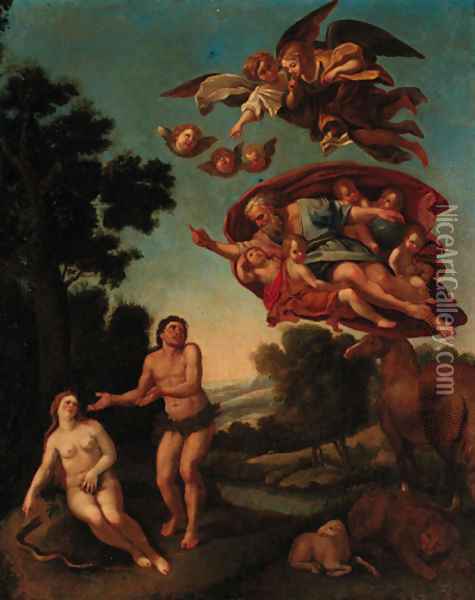 The Expulsion from the Garden of Eden Oil Painting - Domenico Zampieri (Domenichino)