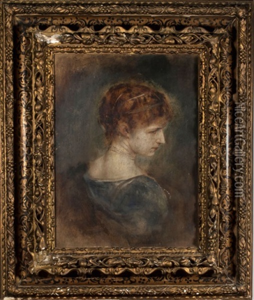 Portrait Of A Young Lady Oil Painting - Franz Seraph von Lenbach