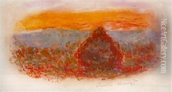 Meule, Soleil Couchant Oil Painting - Claude Monet