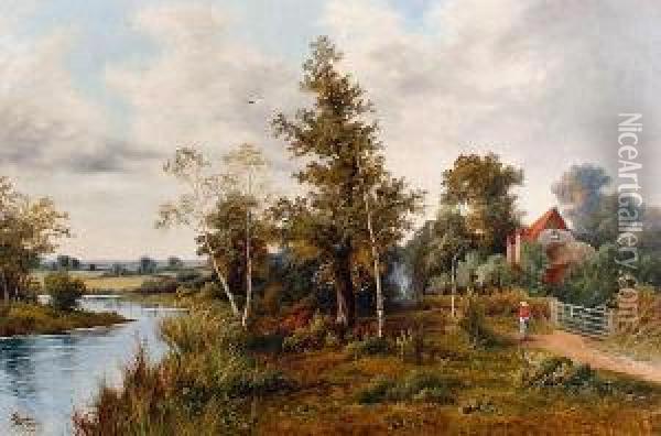 A Pair Of River Landscapes Oil Painting - John Henry Boel