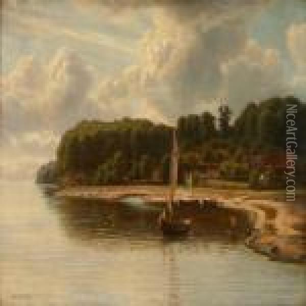 Coastal Scenefrom Strandmollekroen In, Klampenborg In Denmark Oil Painting - Eiler Rasmussen-Eilersen