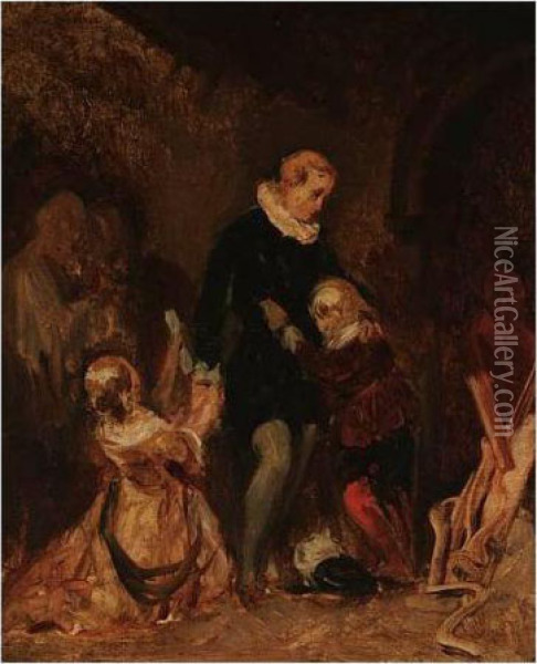 Edward Iv And His Children Oil Painting - Richard Parkes Bonington