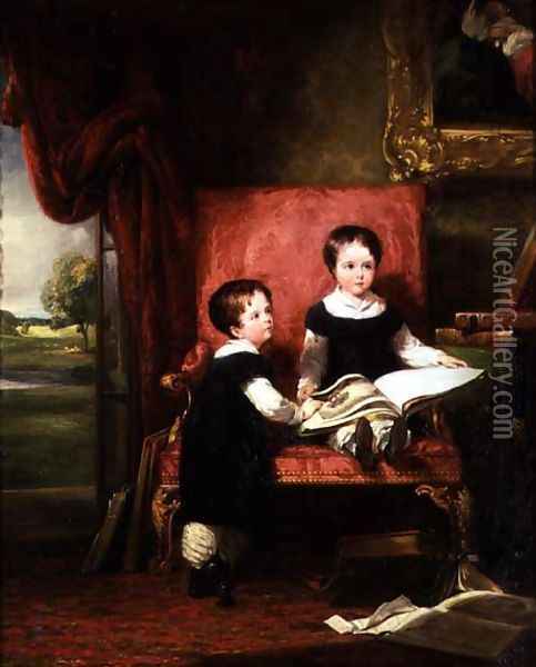 Lord Charles and Lord Thomas Pelham Clinton Oil Painting - William Collins